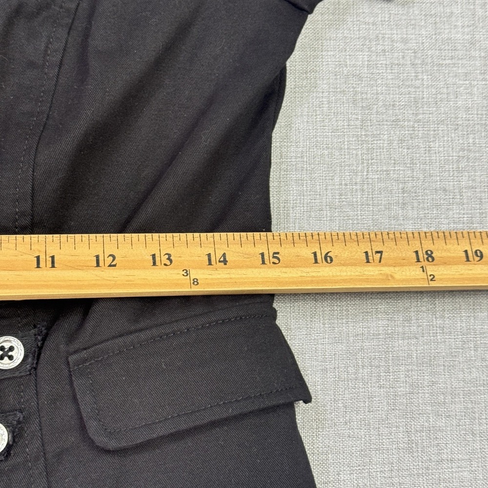 CAbi Blazer Womens 4 Black Military Jacket Collared Short Hook & Eye Pockets - Picture 6 of 12
